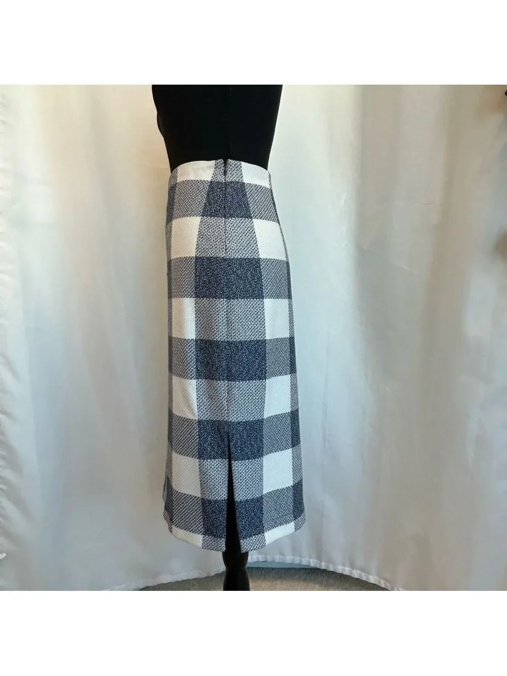 BANANA republic blue white checkered pencil skirt Sz 4